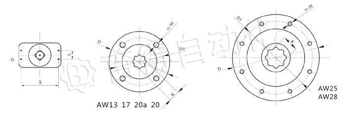 AW氣動執行器連接尺寸圖 AW氣動執行器連接尺寸圖